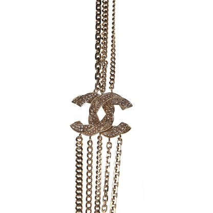 Chanel Crystal CC Multi Strand Chain Necklace Gold 3 of 6