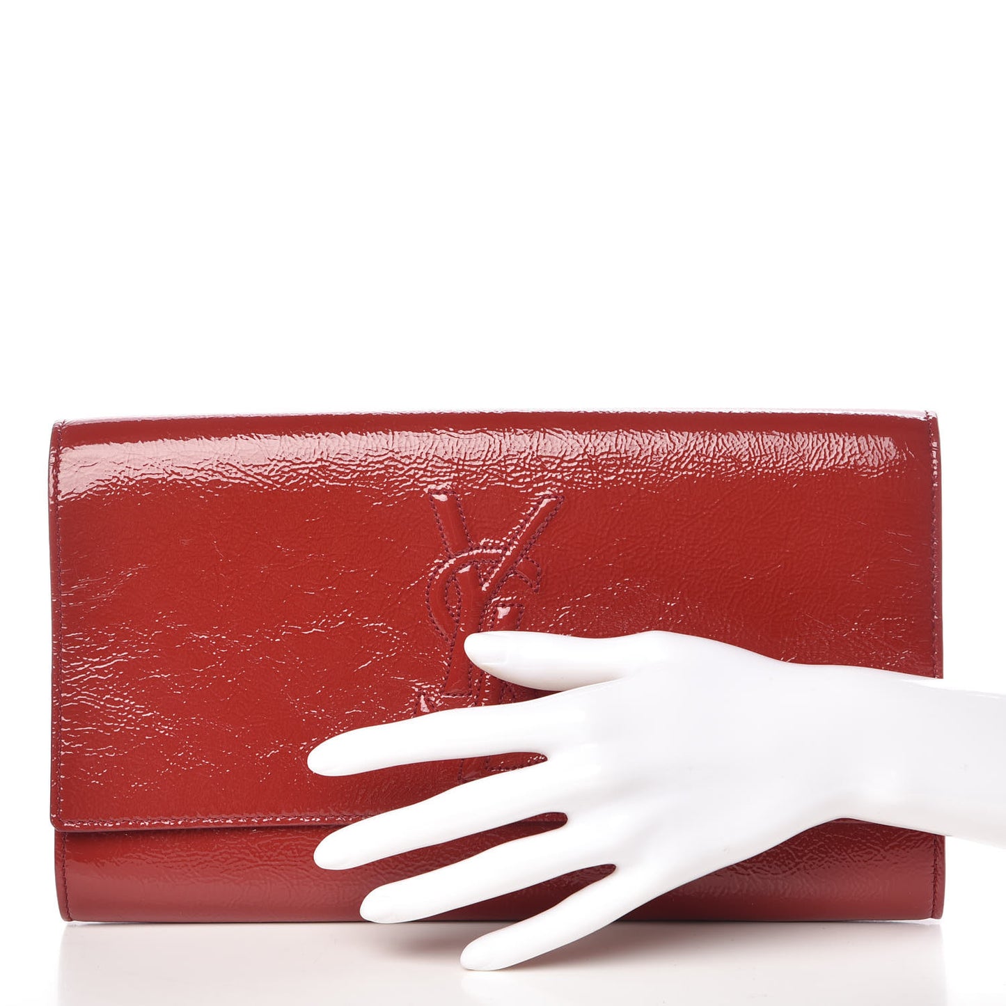 Textured Patent Monogram Large Belle De Jour Clutch Red
