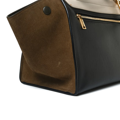 Celine Smooth Calfskin Suede Medium Tri-Color Trapeze Cream Black Brown 10 of 20