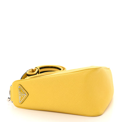 Prada Saffiano Cuir Logo Embossed Triangle Shoulder Bag Sole 4 of 9