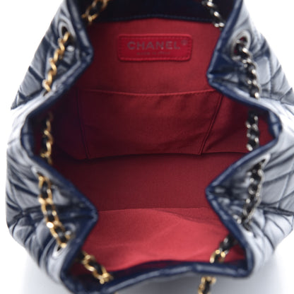 Chanel Aged Calfskin Quilted Gabrielle Backpack Navy Black 5 of 10