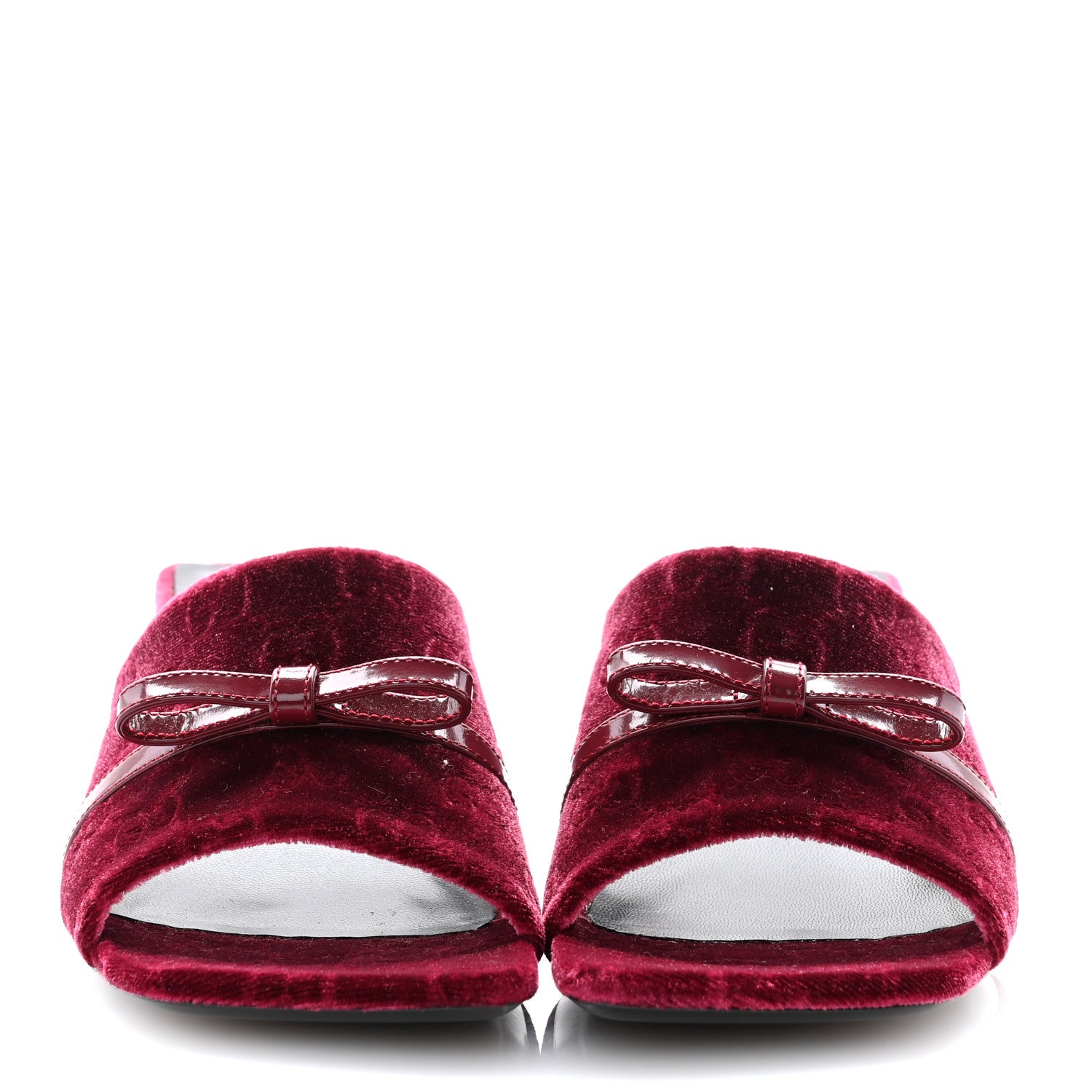 Gucci New Velvet Ashmir Regent Calfskin GG Monogram Square Toe Bow 45mm Slide Sandals 35.5 Red Grape 2 of 11