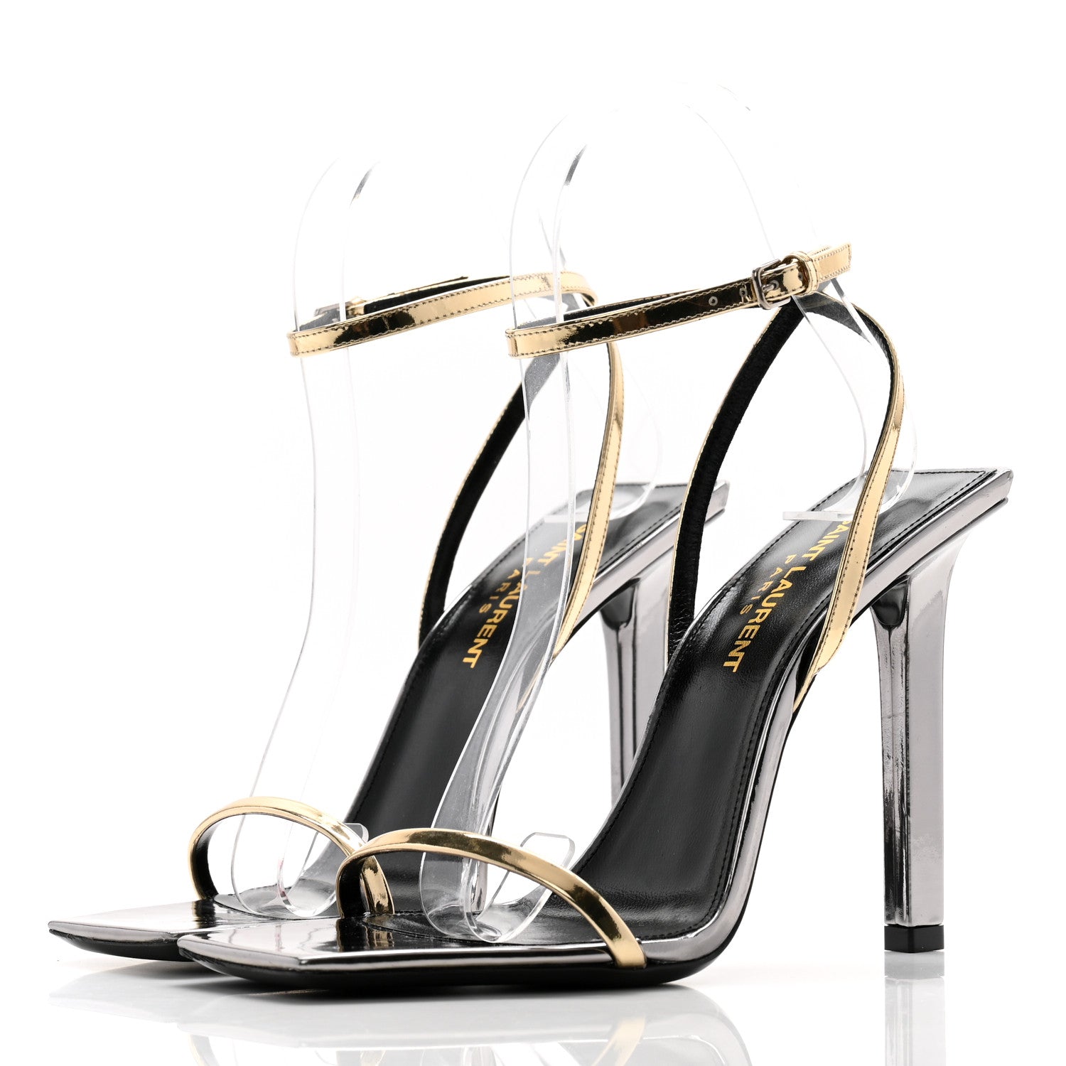 Saint Laurent Metallic Patent Pam 110 Sandals 36 Old Gold 3 of 8