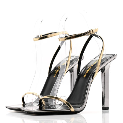 Saint Laurent Metallic Patent Pam 110 Sandals 36 Old Gold 3 of 8