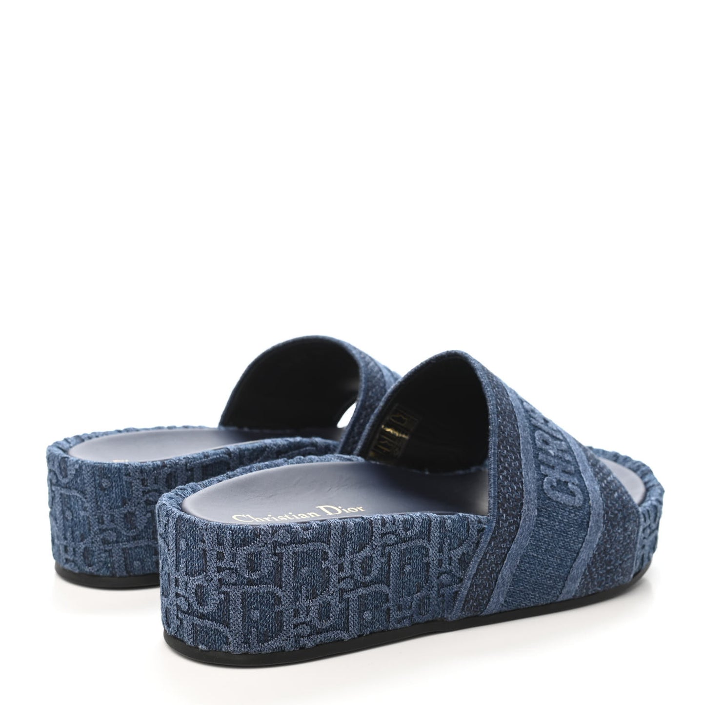 Denim Oblique Slide Sandals 40 Denim