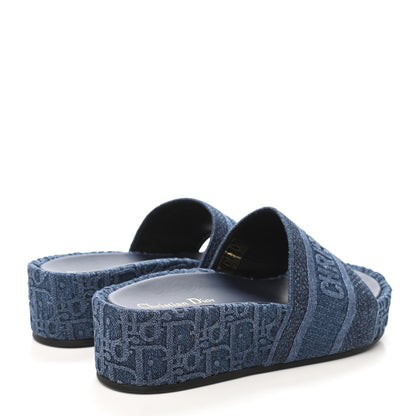 Christian Dior Denim Oblique Slide Sandals 40 Denim 3 of 4