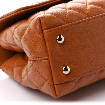 Chanel Caviar Quilted Mini Coco Handle Flap Light Brown 9 of 11