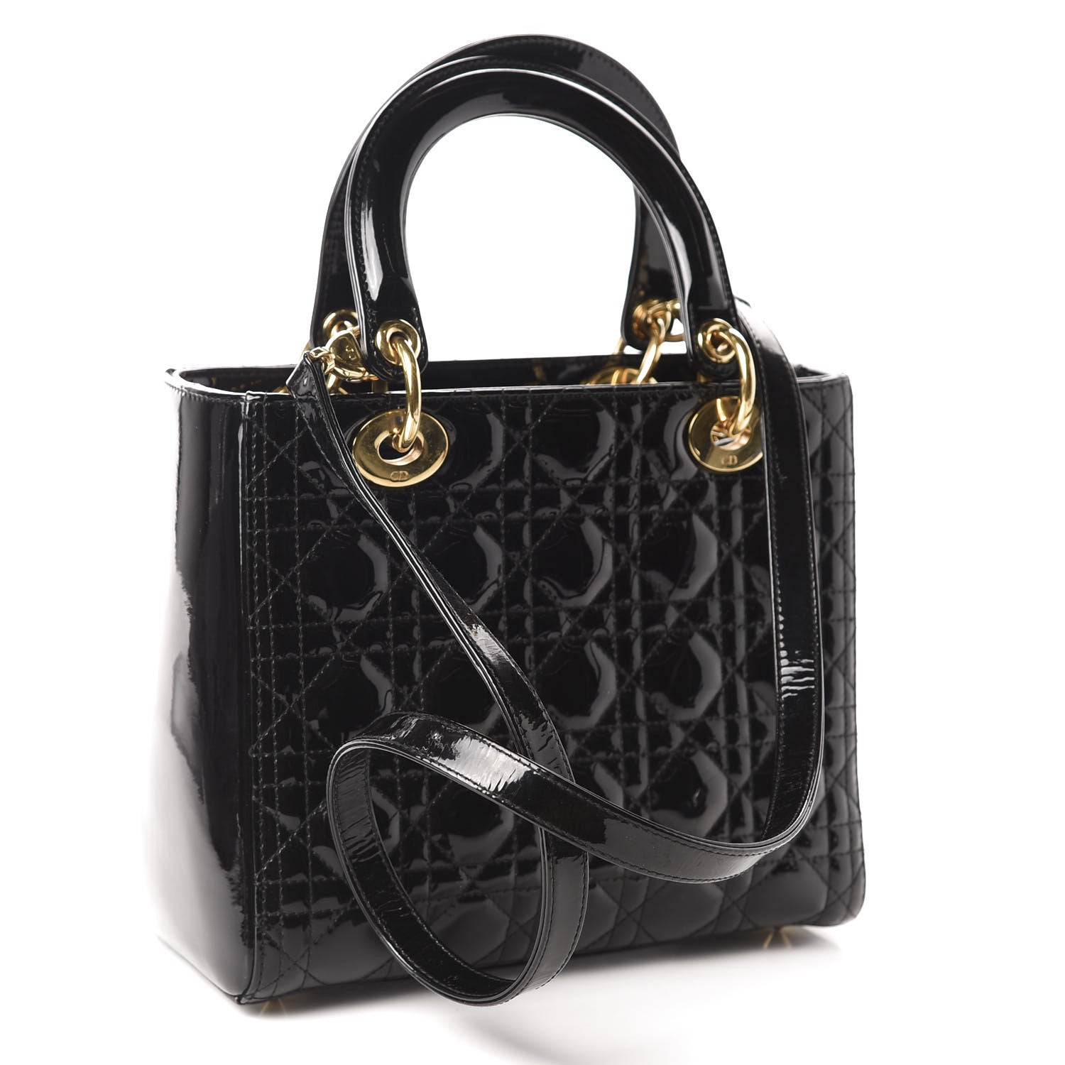 Christian Dior Patent Cannage Medium Lady Dior Black 4 of 11