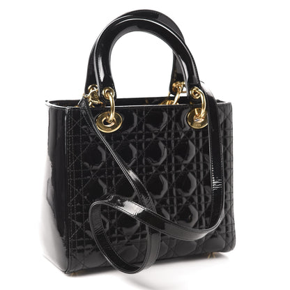 Christian Dior Patent Cannage Medium Lady Dior Black 4 of 11