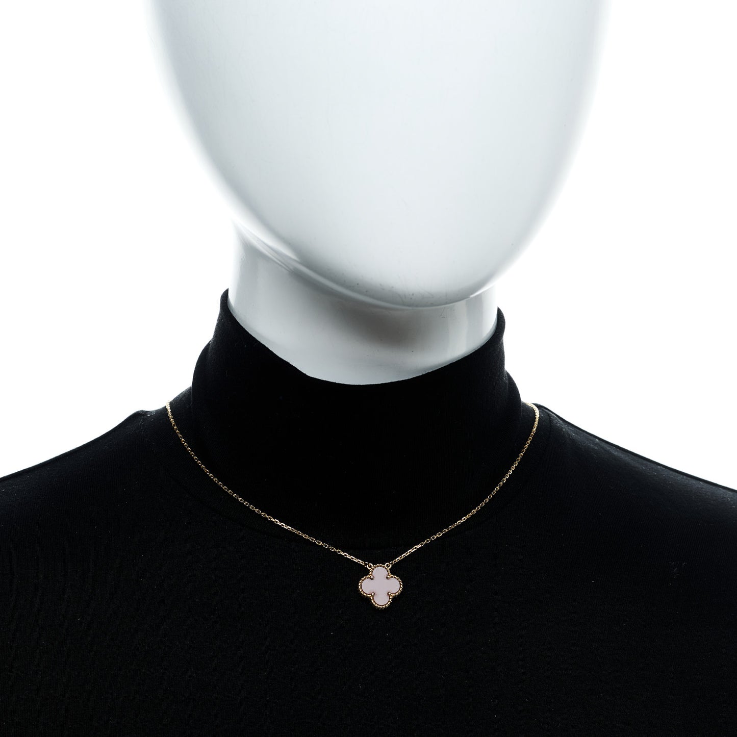 VAN CLEEF &amp; ARPELS 18K Yellow Gold Carnelian Vintage Alhambra Pendant Necklace