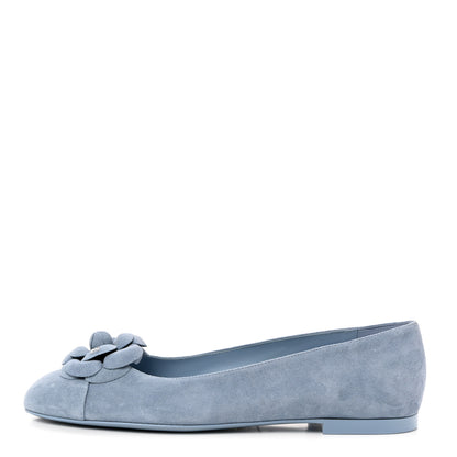 Chanel Suede Cap Toe Camellia Ballerina Flats 41 Light Blue 1 of 8