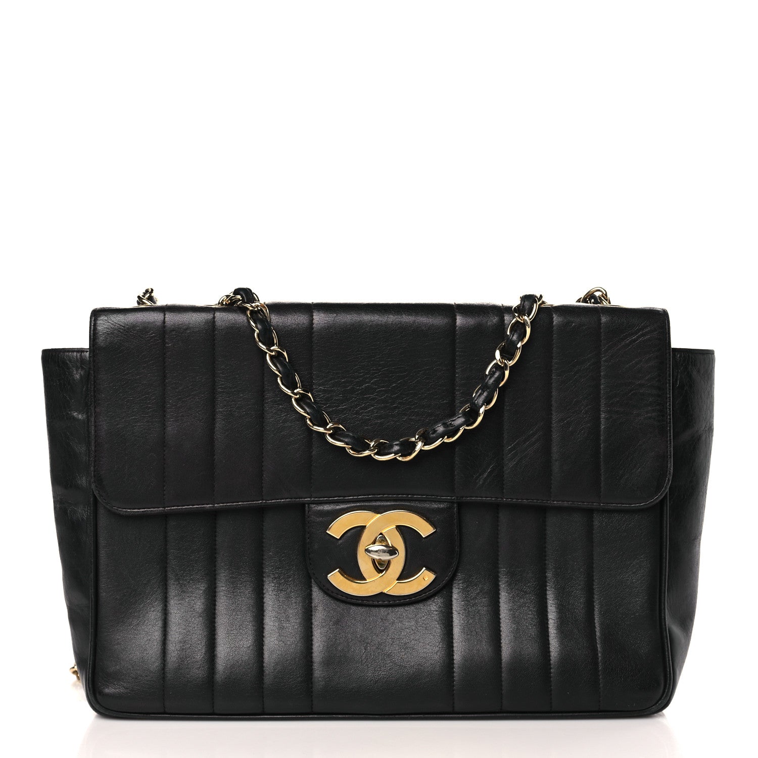 Chanel Lambskin Vertical Quilt Jumbo Single Flap Black 1 of 9