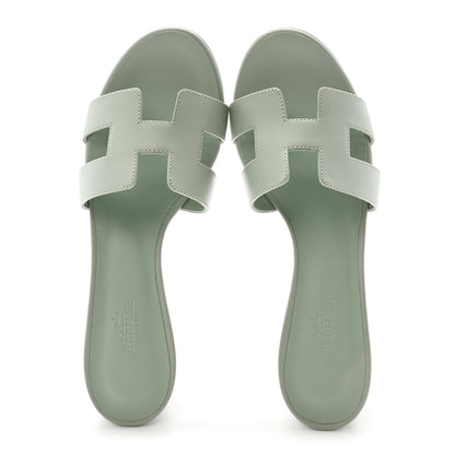 Hermes Calfskin Oasis Sandals 37 Vert D'eau 2 of 10