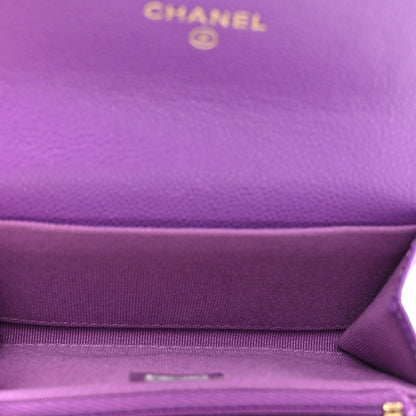 Chanel Caviar Quilted Flap Card Holder Wallet Purple 5 of 8