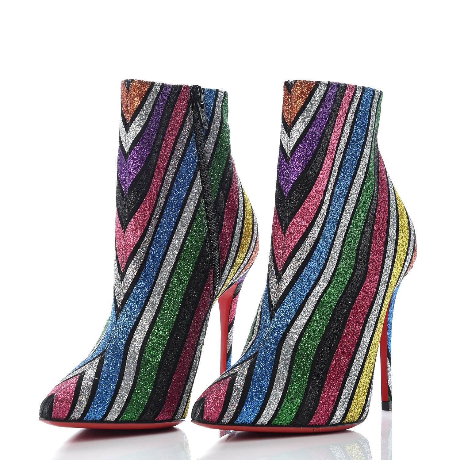 Christian Louboutin Suede Stripyglitter So Kate Booty 100 Ankle Boots 35 Multi 3 of 7