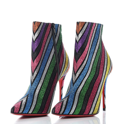 Christian Louboutin Suede Stripyglitter So Kate Booty 100 Ankle Boots 35 Multi 3 of 7