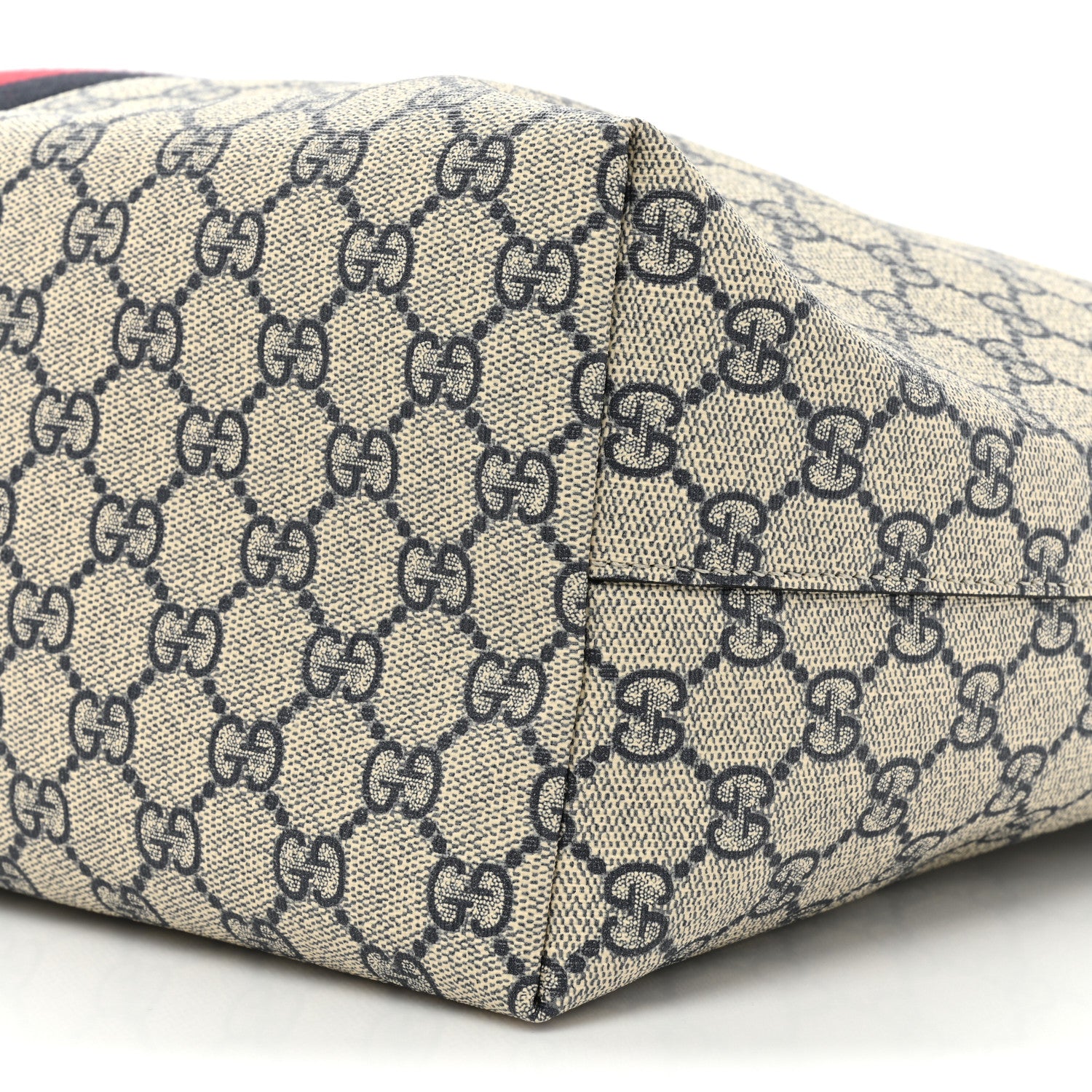 Gucci GG Supreme Monogram Textured Calfskin Web Medium Ophidia Shopping Tote Beige Blue 8 of 9