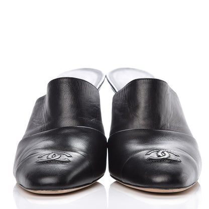 Chanel Lambskin Cap Toe CC Mules 38 Black 2 of 14