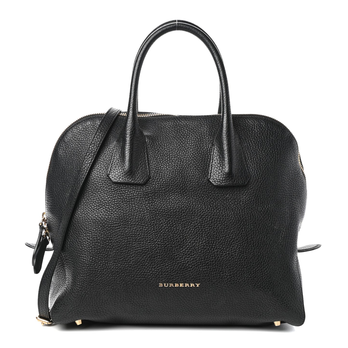 London Grainy Calfskin Small Greenwood Bowling Bag Black