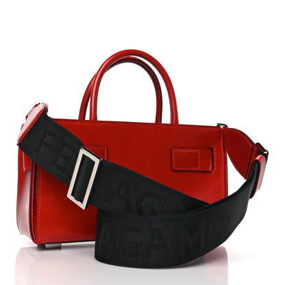 Salvatore Ferragamo Calfskin Gancini Buckles Tote Bag Flame Red 3 of 8