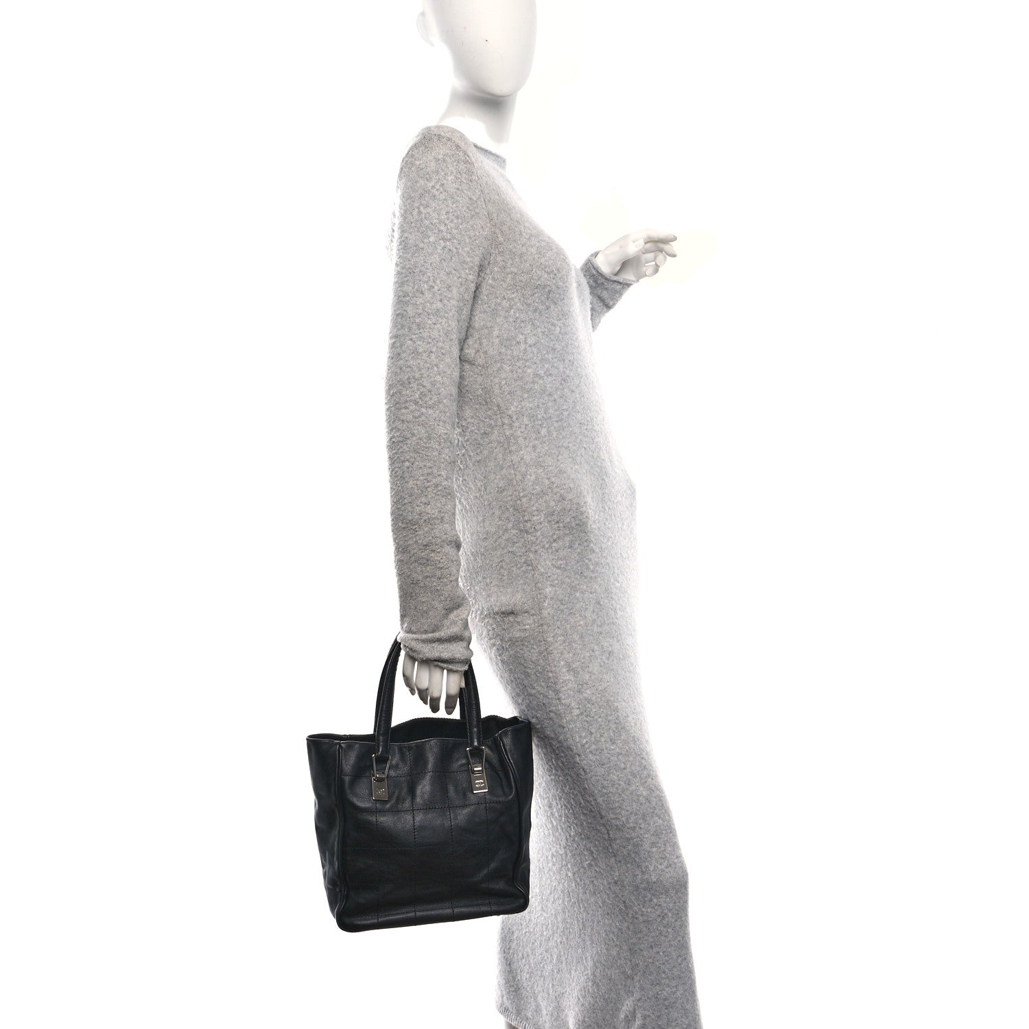 Chanel Lambskin Square Stitched Tote Black 2 of 10