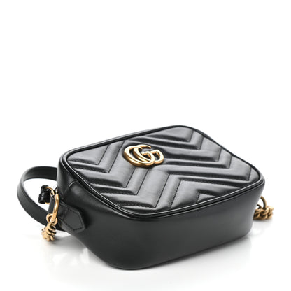 Gucci Calfskin Matelasse Mini GG Marmont Chain Shoulder Bag Black 4 of 9