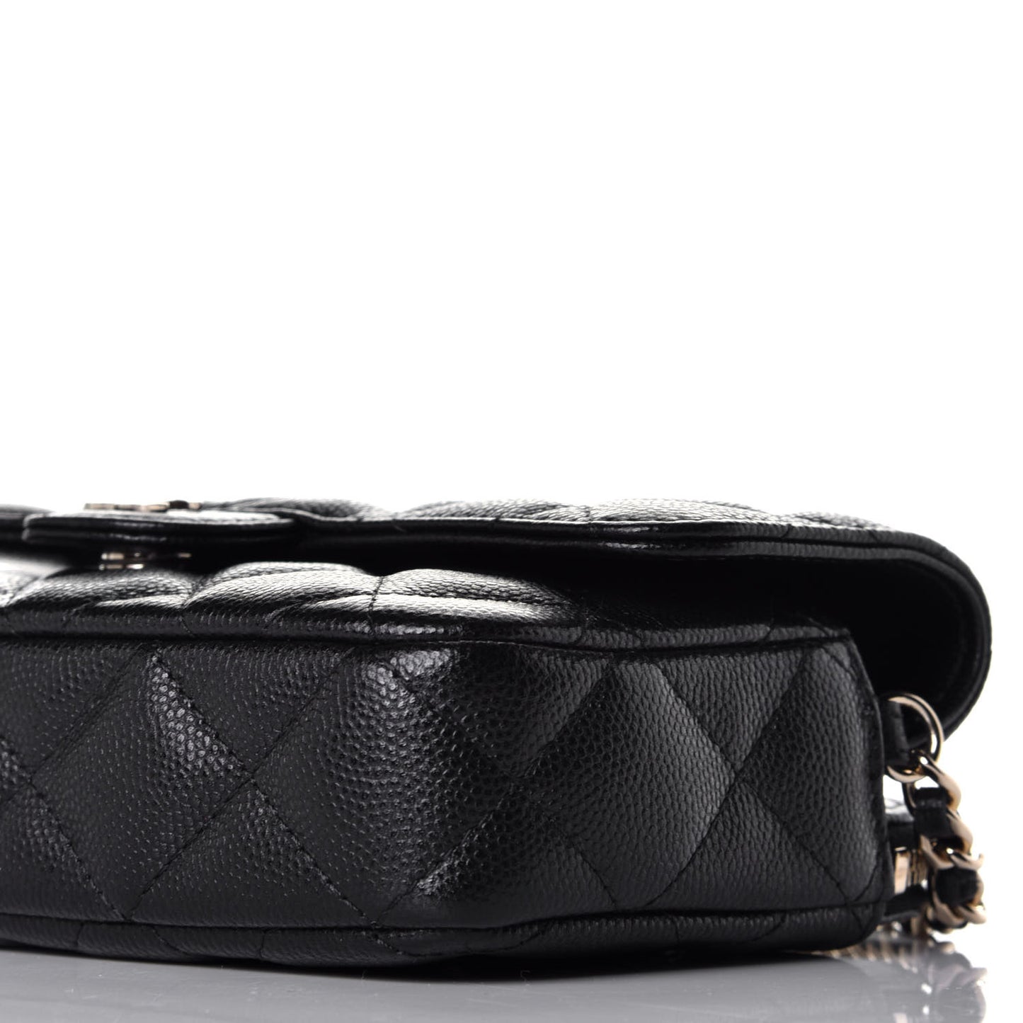 Caviar Quilted Flap Phone Holder With Chain Black