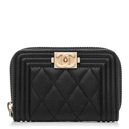 Chanel Caviar Quilted Boy Zip Around Coin Purse Wallet Black 1 of 7