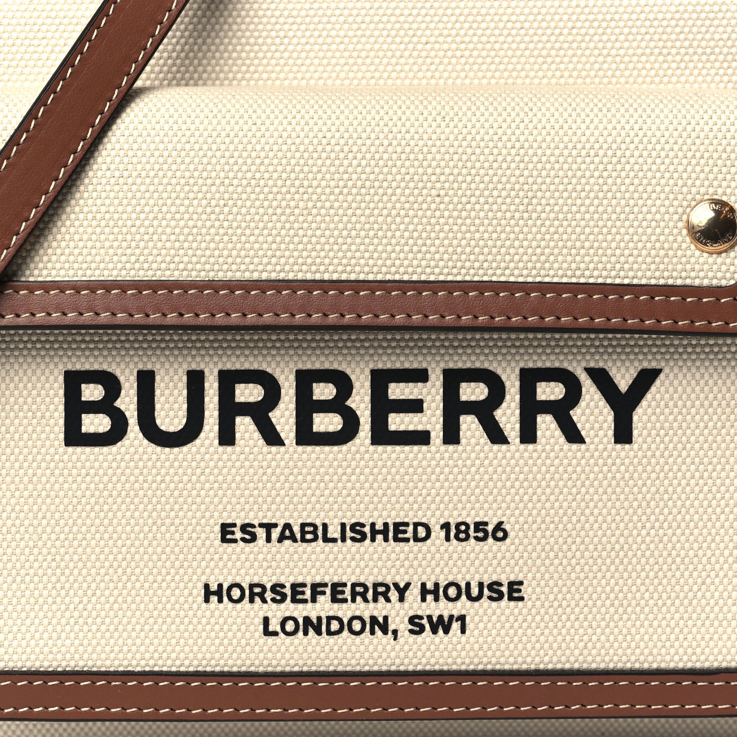 Burberry Canvas Smooth Calfskin Two Tone Mini Pocket Bag Natural Malt Brown 8 of 10