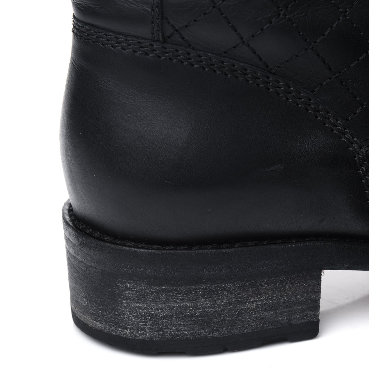 Chanel Calfskin Quilted Lace Up Combat Boots 40 Black 9 of 11