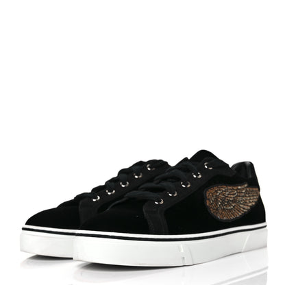 Hermes Velvet Womens Wing Sneakers 38.5 Black 3 of 9