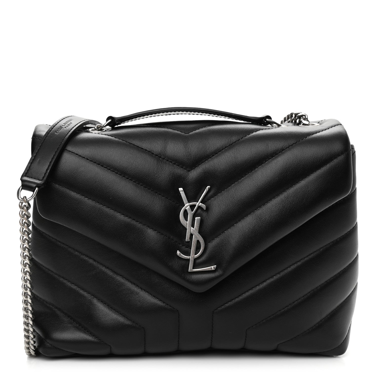 Saint Laurent Calfskin Y Quilted Monogram Small Loulou Chain Satchel Black 1 of 10