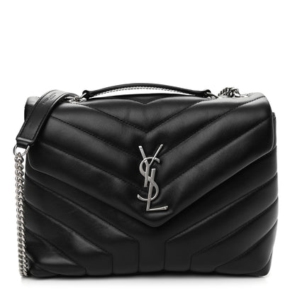 Saint Laurent Calfskin Y Quilted Monogram Small Loulou Chain Satchel Black 1 of 10