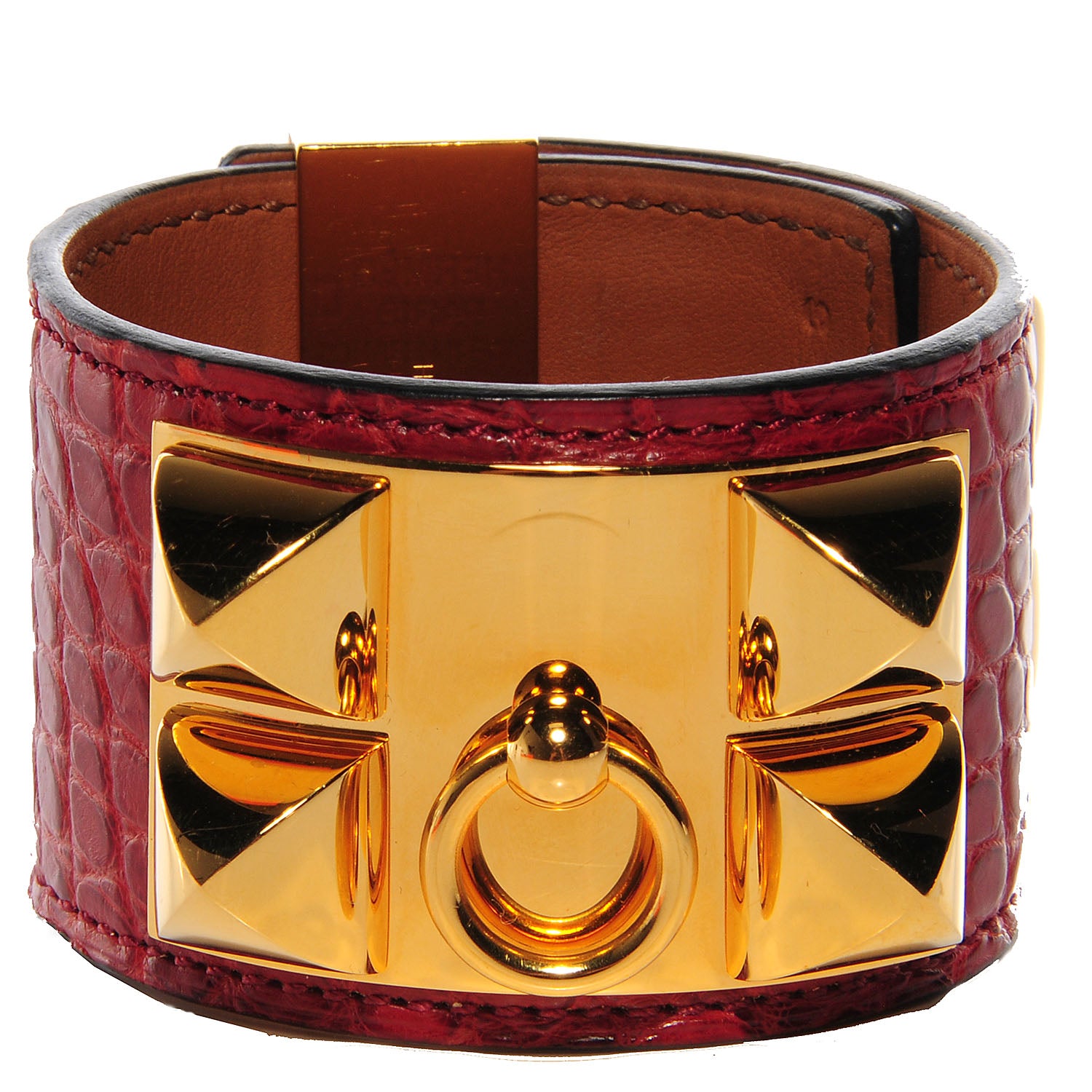 Hermes Matte Alligator Collier De Chien CDC Small Bracelet Rouge H 1 of 7