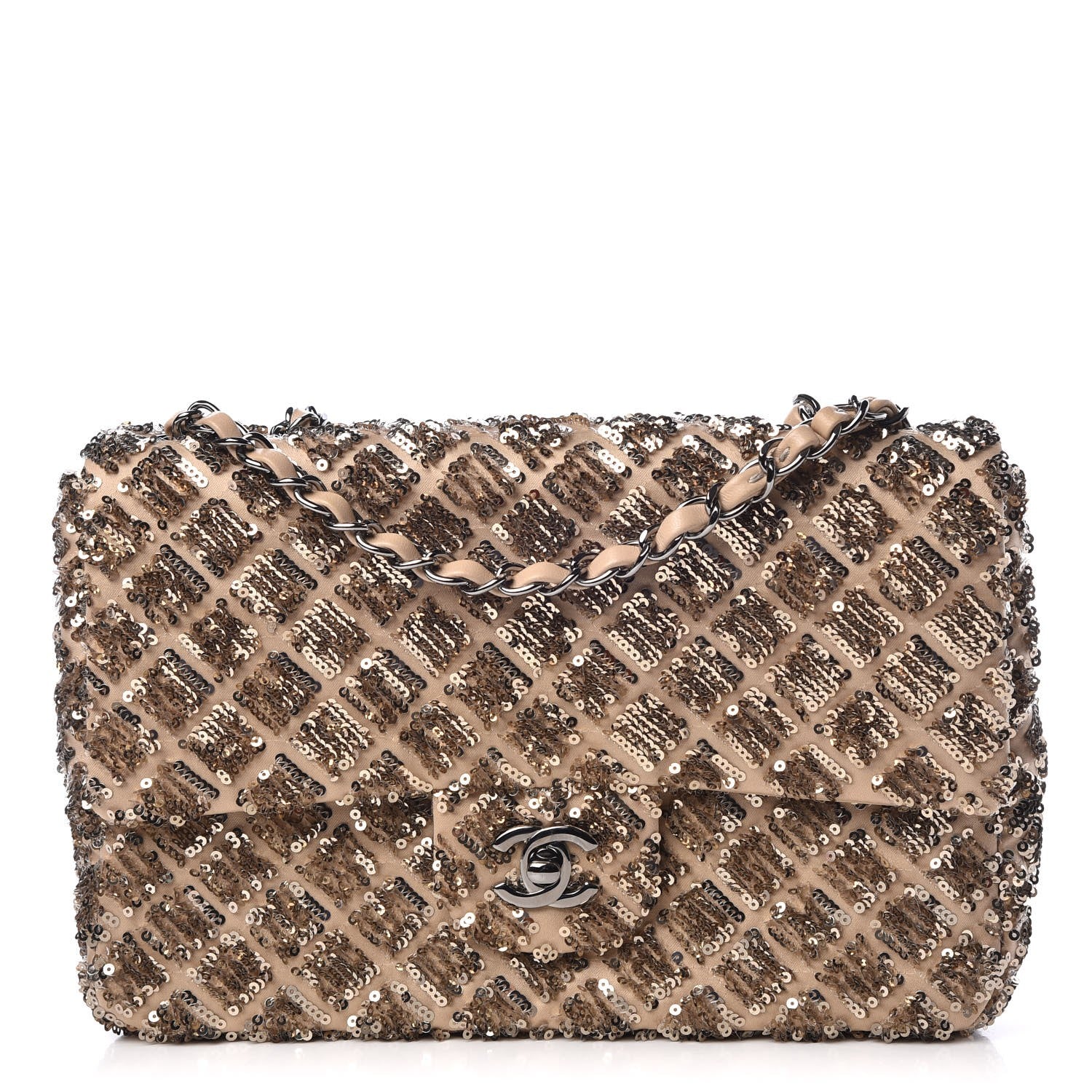 Chanel Sequin Quilted Medium Single Flap Gold 1 of 12