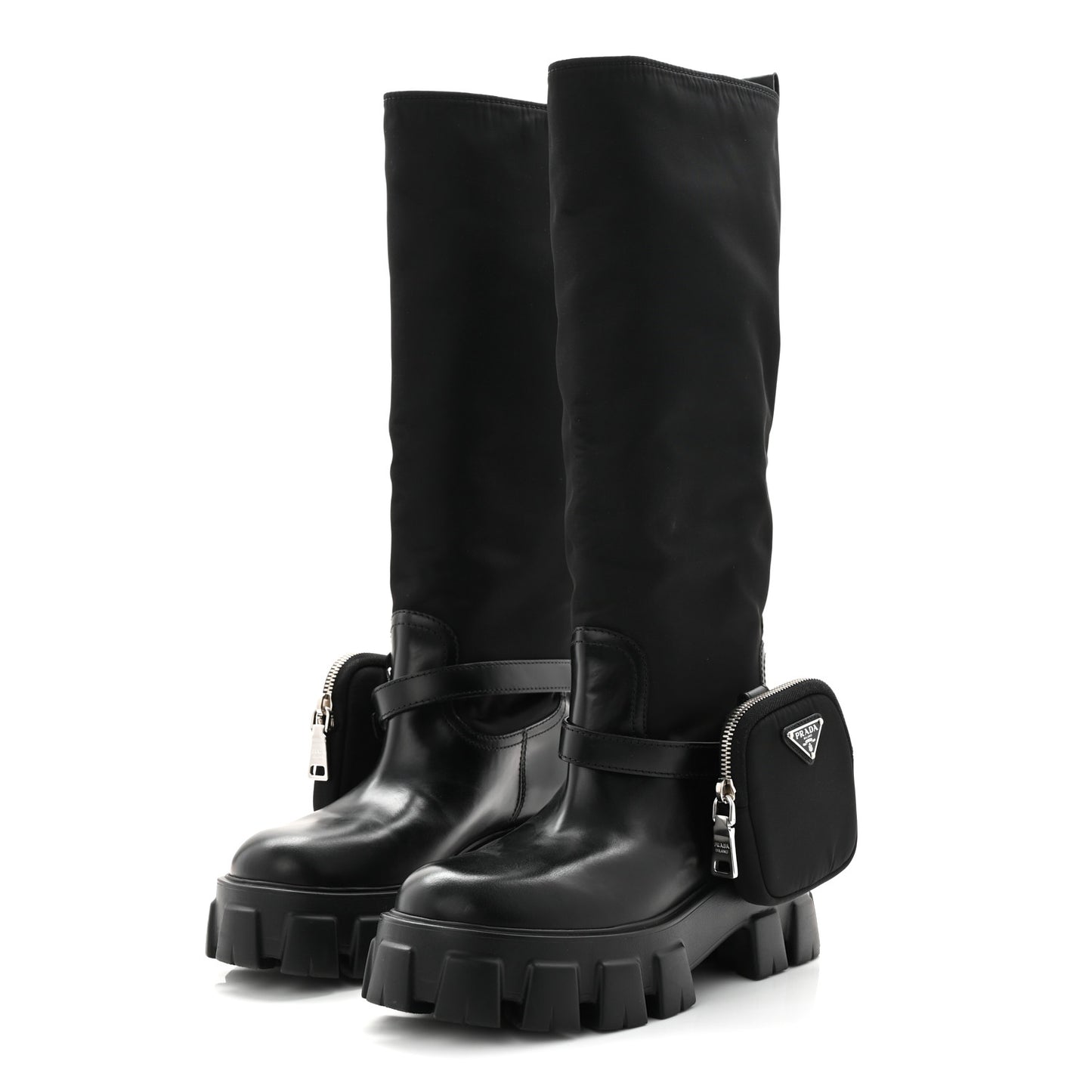 Spazzolato Rois Re-Nylon Metal Triangle Logo Monolith Pouch Pocket 55mm Tall Boots 39 Black