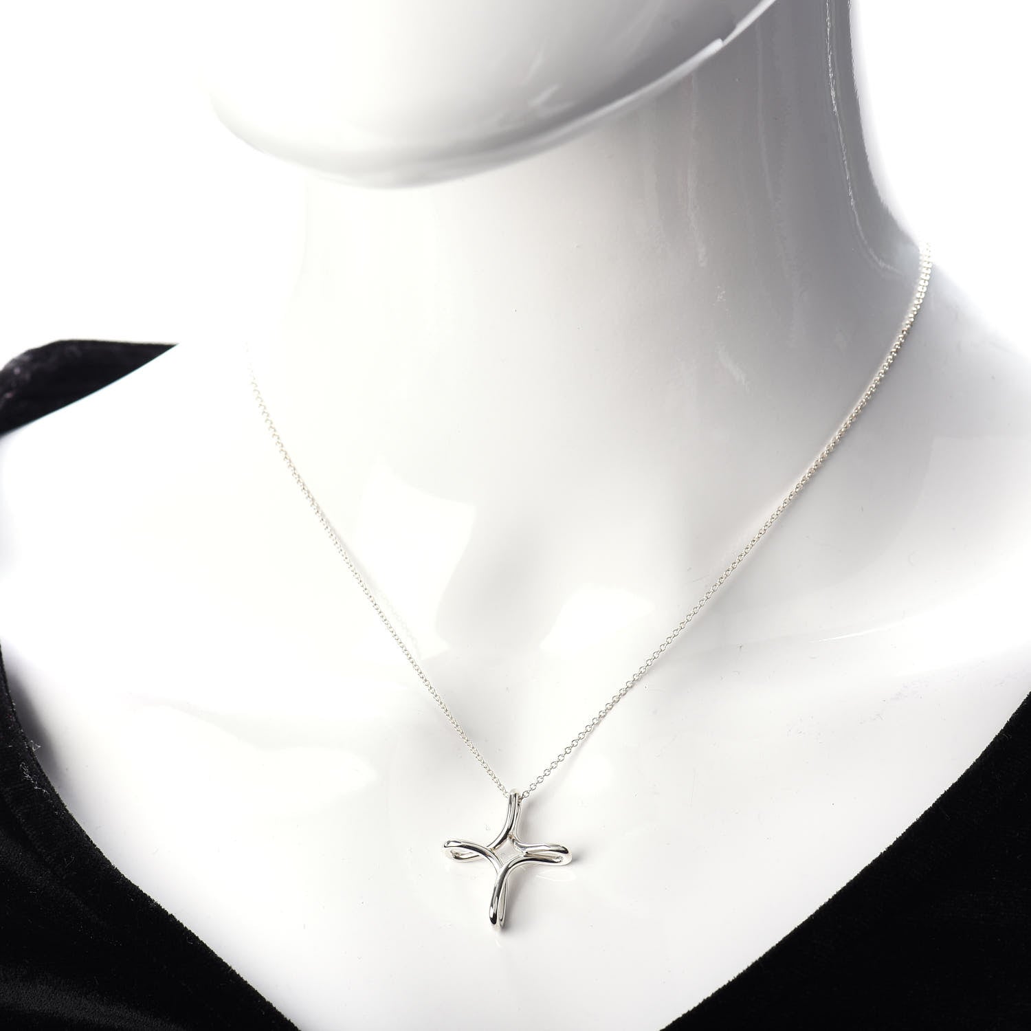 Tiffany Sterling Silver Elsa Peretti Infinity Cross Pendant Necklace 2 of 4