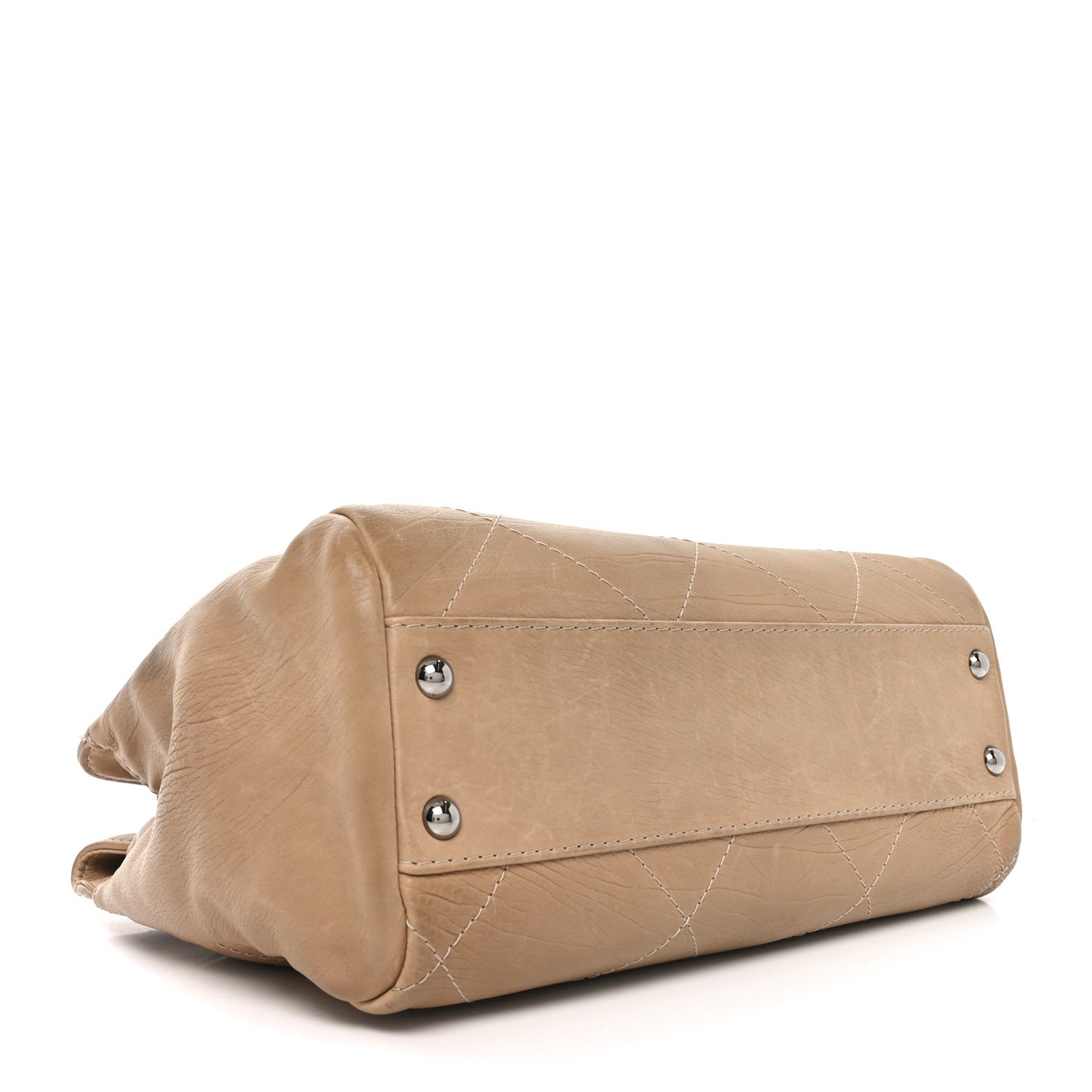 Washed Calfskin Diamond Stitch Large Hamptons Shopping Tote Beige