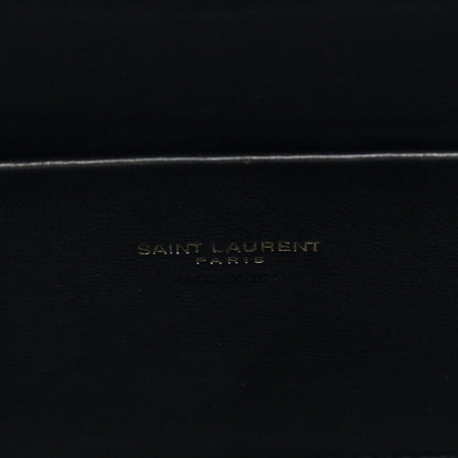 Saint Laurent Nappa Patent Calfskin Two-Toned Gaia Shoulder Bag Sea Salt Black 6 of 9