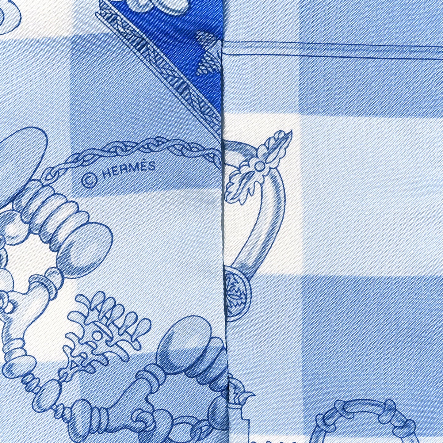 Silk Mors Et Gourmettes Vichy Twilly Ciel Bleu Azur Blanc
