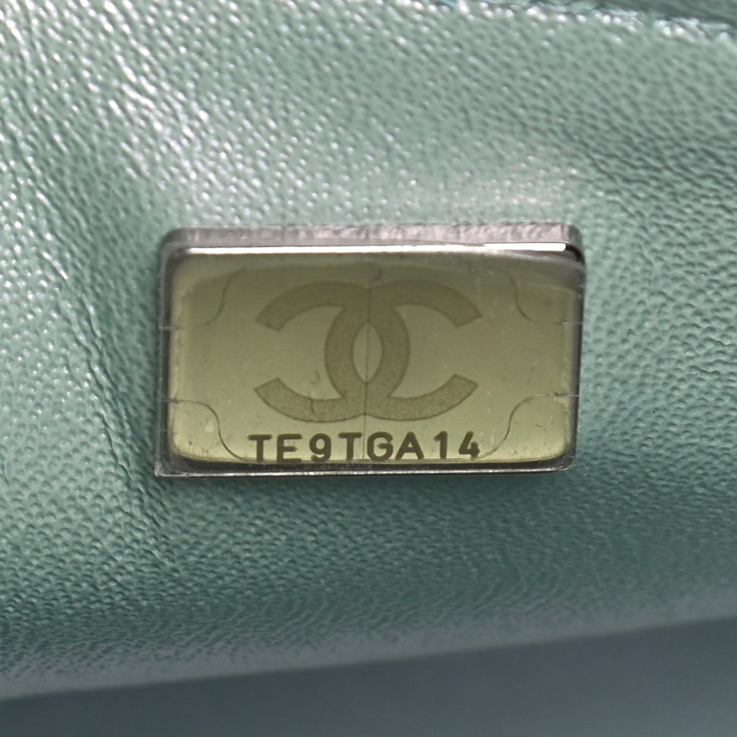 Iridescent Lambskin Quilted Mini Square Flap Light Blue