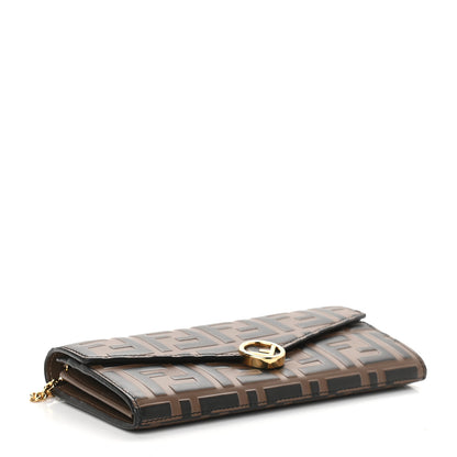 Fendi Vitello Soft F is Fendi Bi-Color FF 1974 Embossed Continental Envelope Wallet On Chain Maya Black 4 of 9