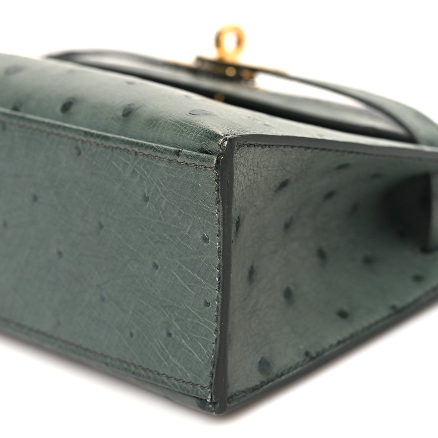 Ostrich Kelly Pochette Vert Amande