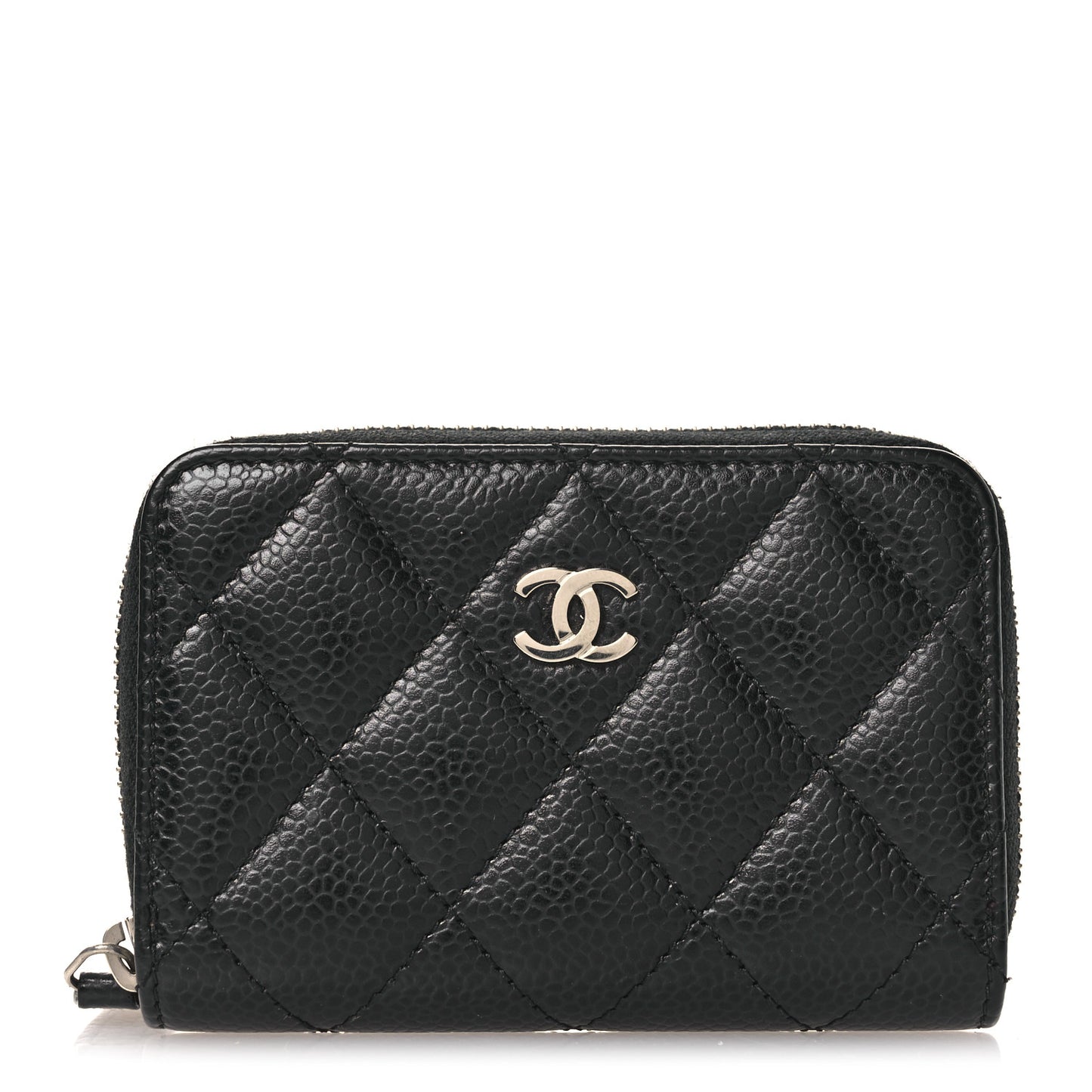 Caviar Quilted Zip Coin Purse Black
