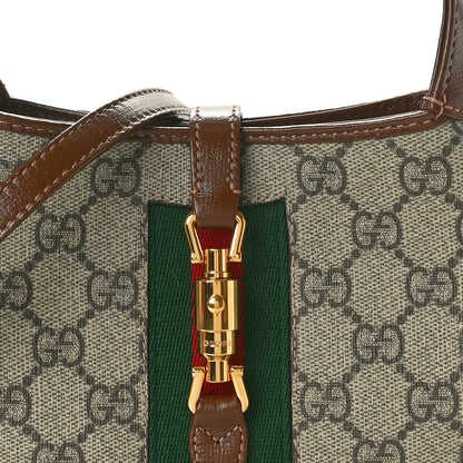 Gucci GG Supreme Monogram Azalea Calfskin Web Mini Jackie 1961 Hobo Beige Ebony Brown Sugar 8 of 10