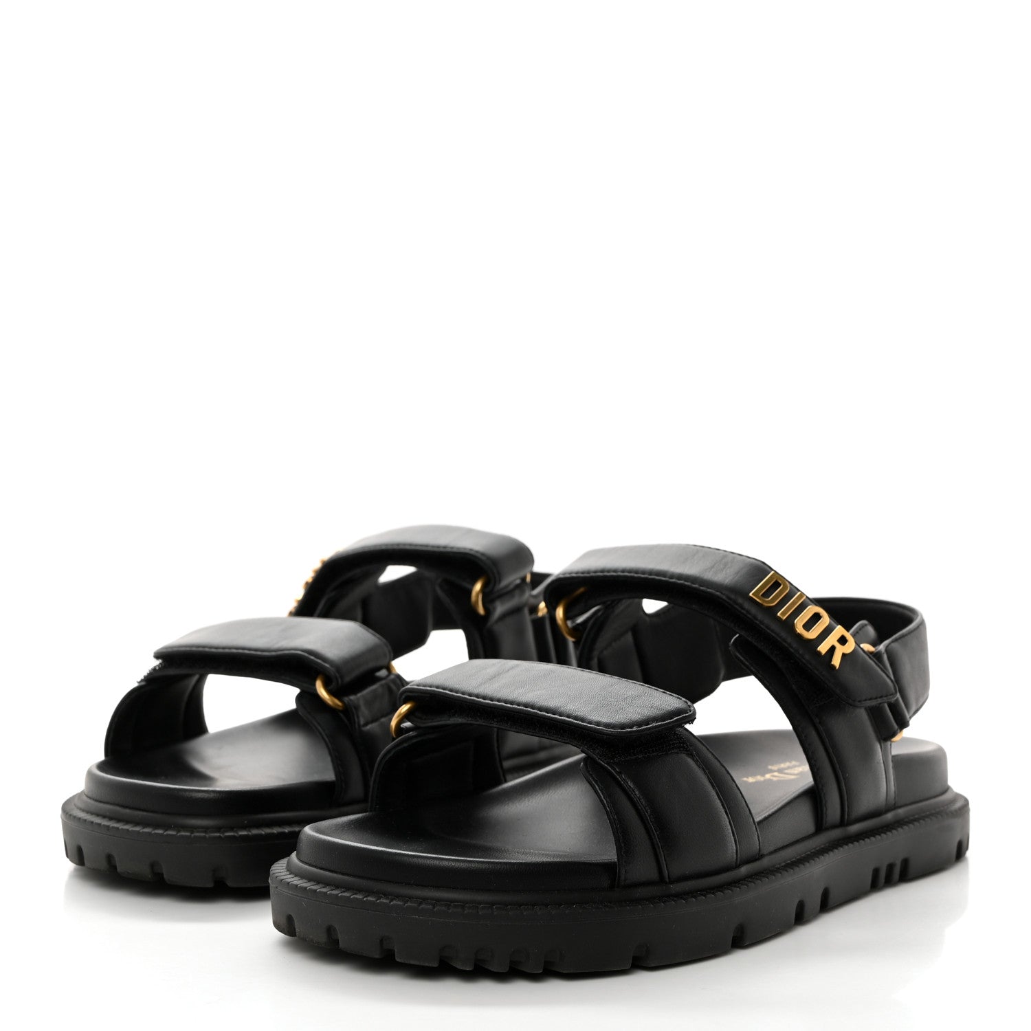 Christian Dior Lambskin Dioract 10mm Sandals 37.5 Black 3 of 8
