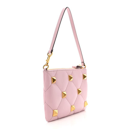 Valentino Garavani Nappa Quilted Roman Stud Zip Pouch Water Lilac 3 of 11