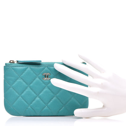 Chanel Caviar Quilted Coin Purse Case Turquoise 2 of 7