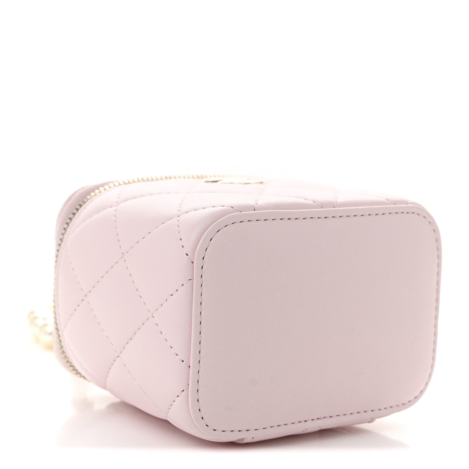 Chanel Lambskin Quilted Mini Vanity Case With Pearl Chain Light Pink 4 of 10
