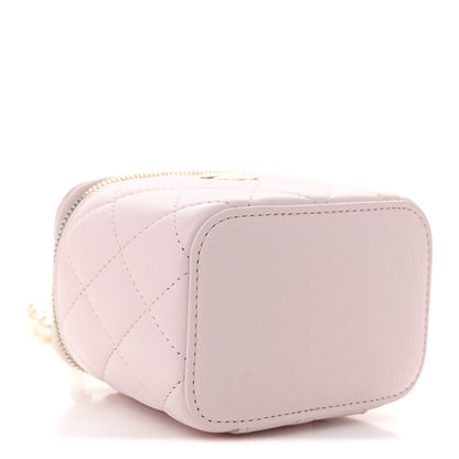 Chanel Lambskin Quilted Mini Vanity Case With Pearl Chain Light Pink 4 of 10